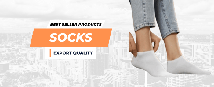 Socks product thumbnail with white color, featuring a product image on the side and text indicating best seller and color.